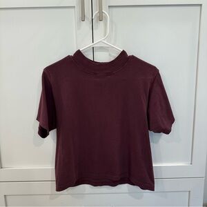 Urban Outfitters Red Crop Boxy Tee with Mandarin Collar